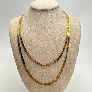 VTG Gold Tone Curb Link Chain Necklace Spring Ring Clasp Size 30" Length